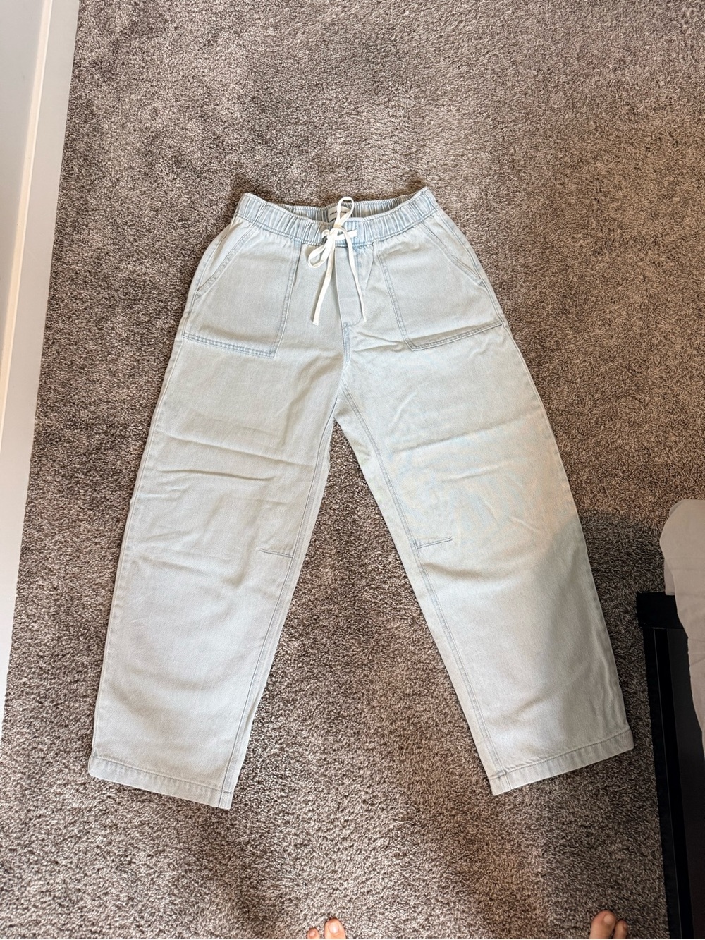 Thread & Supply Light Gray Barrel Drawstring Pants